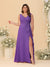 A-Line/Princess V-Neck Sleeveless Ruched Chiffon Plus Size Bridesmaid Dresses With Side Slit & Ruffles