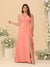 A-Line/Princess V-Neck Sleeveless Ruched Chiffon Plus Size Bridesmaid Dresses With Side Slit & Ruffles