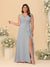 A-Line/Princess V-Neck Sleeveless Ruched Chiffon Plus Size Bridesmaid Dresses With Side Slit & Ruffles