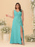 A-Line/Princess V-Neck Sleeveless Ruched Chiffon Plus Size Bridesmaid Dresses With Side Slit & Ruffles