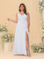 A-Line/Princess V-Neck Sleeveless Ruched Chiffon Plus Size Bridesmaid Dresses With Side Slit & Ruffles
