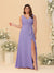 A-Line/Princess V-Neck Sleeveless Ruched Chiffon Plus Size Bridesmaid Dresses With Side Slit & Ruffles