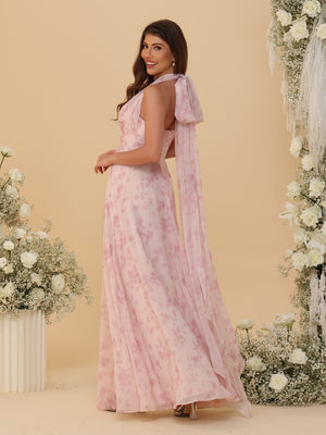 A-Line/Princess Convertible Infinity Bridesmaid Dresses with Pleats