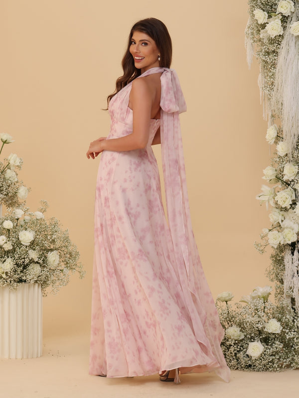 A-Line/Princess Convertible Infinity Bridesmaid Dresses with Pleats