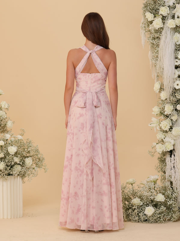 A-Line/Princess Convertible Infinity Bridesmaid Dresses with Pleats