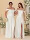 A-Line/Princess Off-the-Shoulder  Ruched Long Bridesmaid Dresses With Side Slit & Pleats