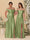 A-Line/Princess Off-the-Shoulder  Ruched Long Bridesmaid Dresses With Side Slit & Pleats