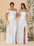 A-Line/Princess Off-the-Shoulder  Ruched Long Bridesmaid Dresses With Side Slit & Pleats