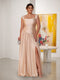 A-Line/Princess Off-the-Shoulder Plus Size Bridesmaid Dresses With Side Slit & Pleats