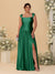 A-Line/Princess Off-the-Shoulder Plus Size Bridesmaid Dresses With Side Slit & Pleats