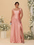 A-Line/Princess Off-the-Shoulder Plus Size Bridesmaid Dresses With Side Slit & Pleats