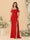 Sheath/Column Off-the-Shoulder Spaghetti Straps Long Ruched Bridesmaid Dresses With Side Slit