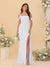 Sheath/Column Off-the-Shoulder Spaghetti Straps Long Ruched Bridesmaid Dresses With Side Slit