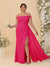 Sheath/Column Off-the-Shoulder Spaghetti Straps Plus Size  Bridesmaid Dresses With Side Slit