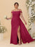 Sheath/Column Off-the-Shoulder Spaghetti Straps Plus Size  Bridesmaid Dresses With Side Slit