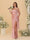 Sheath/Column Spaghetti Straps Sleeveless Floor-Length Ruched Bridesmaid Dresses With Neck Scarf & Split Side