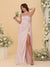 Sheath/Column Spaghetti Straps Sleeveless Floor-Length Ruched Bridesmaid Dresses With Neck Scarf & Split Side