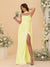 Sheath/Column Spaghetti Straps Sleeveless Floor-Length Ruched Bridesmaid Dresses With Neck Scarf & Split Side
