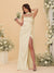 Sheath/Column Spaghetti Straps Sleeveless Floor-Length Ruched Bridesmaid Dresses With Neck Scarf & Split Side