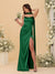 Sheath/Column Spaghetti Straps Sleeveless Floor-Length Ruched Bridesmaid Dresses With Neck Scarf & Split Side