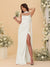 Sheath/Column Spaghetti Straps Sleeveless Floor-Length Ruched Bridesmaid Dresses With Neck Scarf & Split Side