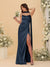 Sheath/Column Spaghetti Straps Sleeveless Floor-Length Ruched Bridesmaid Dresses With Neck Scarf & Split Side