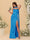 Sheath/Column Spaghetti Straps Sleeveless Floor-Length Ruched Bridesmaid Dresses With Neck Scarf & Split Side