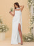 Sheath/Column Spaghetti Straps Sleeveless Floor-Length Ruched Bridesmaid Dresses With Neck Scarf & Split Side