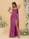 Sheath/Column Spaghetti Straps Sleeveless Floor-Length Ruched Bridesmaid Dresses With Neck Scarf & Split Side