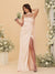 Sheath/Column Spaghetti Straps Sleeveless Floor-Length Ruched Bridesmaid Dresses With Neck Scarf & Split Side