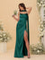 Sheath/Column Spaghetti Straps Sleeveless Floor-Length Ruched Bridesmaid Dresses With Neck Scarf & Split Side