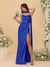 Sheath/Column Spaghetti Straps Sleeveless Floor-Length Ruched Bridesmaid Dresses With Neck Scarf & Split Side