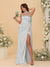 Sheath/Column Spaghetti Straps Sleeveless Floor-Length Ruched Bridesmaid Dresses With Neck Scarf & Split Side