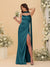 Sheath/Column Spaghetti Straps Sleeveless Floor-Length Ruched Bridesmaid Dresses With Neck Scarf & Split Side