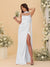 Sheath/Column Spaghetti Straps Sleeveless Floor-Length Ruched Bridesmaid Dresses With Neck Scarf & Split Side