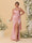 Sheath/Column Spaghetti Straps Sleeveless Floor-Length Ruched  Bridesmaid Dresses With Neck Scarf & Split Side