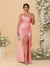 Sheath/Column Spaghetti Straps Sleeveless Floor-Length Ruched  Bridesmaid Dresses With Neck Scarf & Split Side
