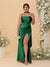 Sheath/Column Spaghetti Straps Sleeveless Floor-Length Ruched  Bridesmaid Dresses With Neck Scarf & Split Side