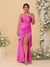Sheath/Column Spaghetti Straps Sleeveless Floor-Length Ruched  Bridesmaid Dresses With Neck Scarf & Split Side