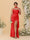Sheath/Column Spaghetti Straps Sleeveless Floor-Length Ruched  Bridesmaid Dresses With Neck Scarf & Split Side