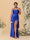 Sheath/Column Spaghetti Straps Sleeveless Floor-Length Ruched  Bridesmaid Dresses With Neck Scarf & Split Side