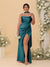Sheath/Column Spaghetti Straps Sleeveless Floor-Length Ruched  Bridesmaid Dresses With Neck Scarf & Split Side