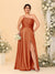 A-Line/Princess Spaghetti Straps Sleeveless Plus Size Bridesmaid Dresses With Split Side