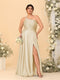 A-Line/Princess Spaghetti Straps Sleeveless Plus Size Bridesmaid Dresses With Split Side
