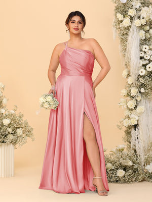 A-Line/Princess Spaghetti Straps Sleeveless Plus Size Bridesmaid Dresses With Split Side