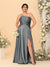 A-Line/Princess Spaghetti Straps Sleeveless Plus Size Bridesmaid Dresses With Split Side