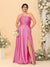A-Line/Princess Spaghetti Straps Sleeveless Plus Size Bridesmaid Dresses With Split Side