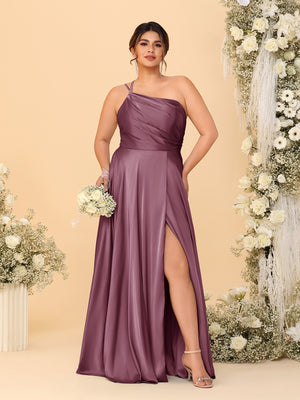 A-Line/Princess Spaghetti Straps Sleeveless Plus Size Bridesmaid Dresses With Split Side