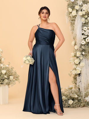 A-Line/Princess Spaghetti Straps Sleeveless Plus Size Bridesmaid Dresses With Split Side