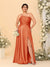 A-Line/Princess Spaghetti Straps Sleeveless Plus Size Bridesmaid Dresses With Split Side